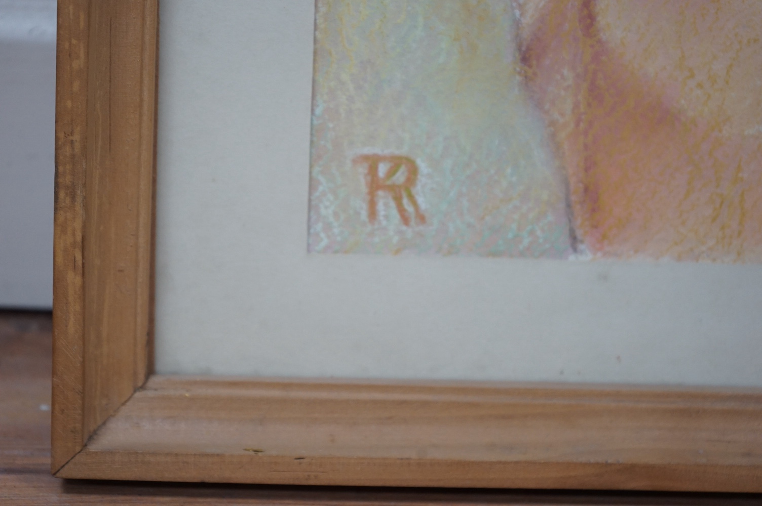 R.R, 20th century, pastel, Half length study of a nude woman, monogrammed, 31 x 21cm. Condition - good